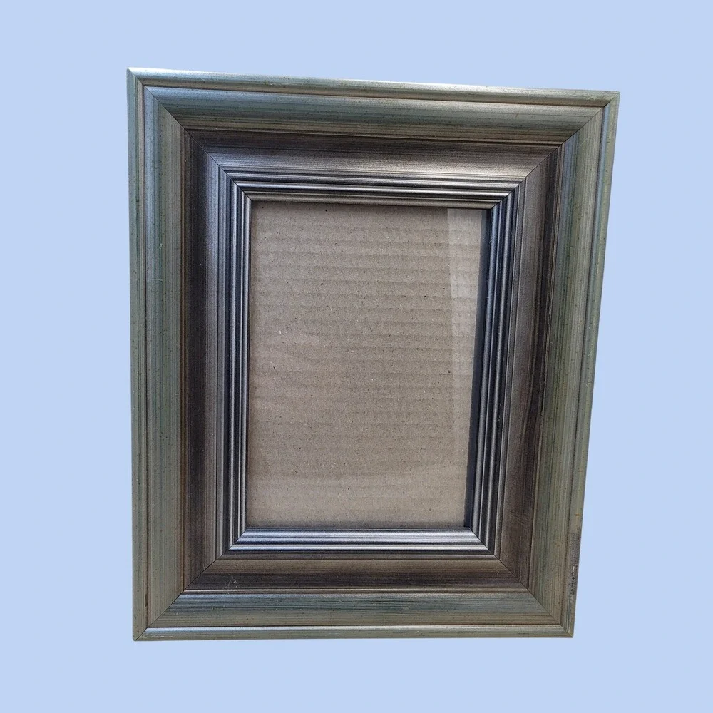 Hobby Lobby Metallic Silver Pewter Tiered Picture Frame Tabletop Wall Mount 5x7
